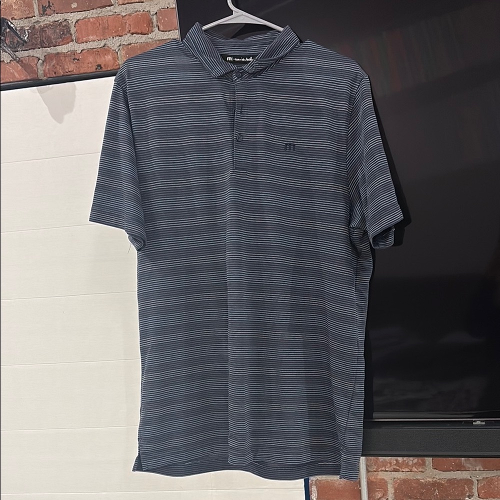 Travis Mathew Navy Striped Polo Shirt